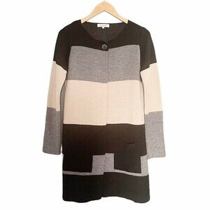 Cocogio Italian Wool Blend Colorblock Coatigan Long Cardigan Women’s Size Small